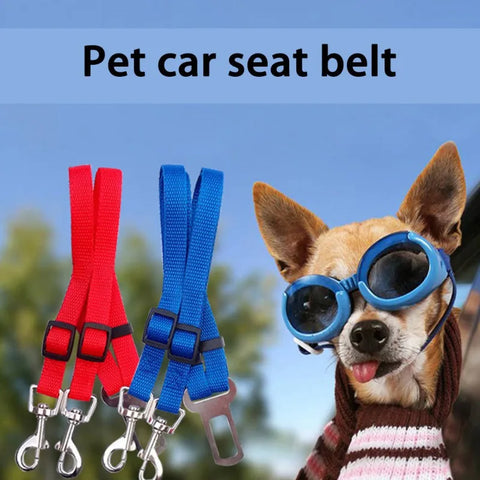 Adjustable Double Head Leash Car Seat Belt Pet Seat Vehicle Security Car Leash Two Dog Harness Safety Lever Traction Dog Collars